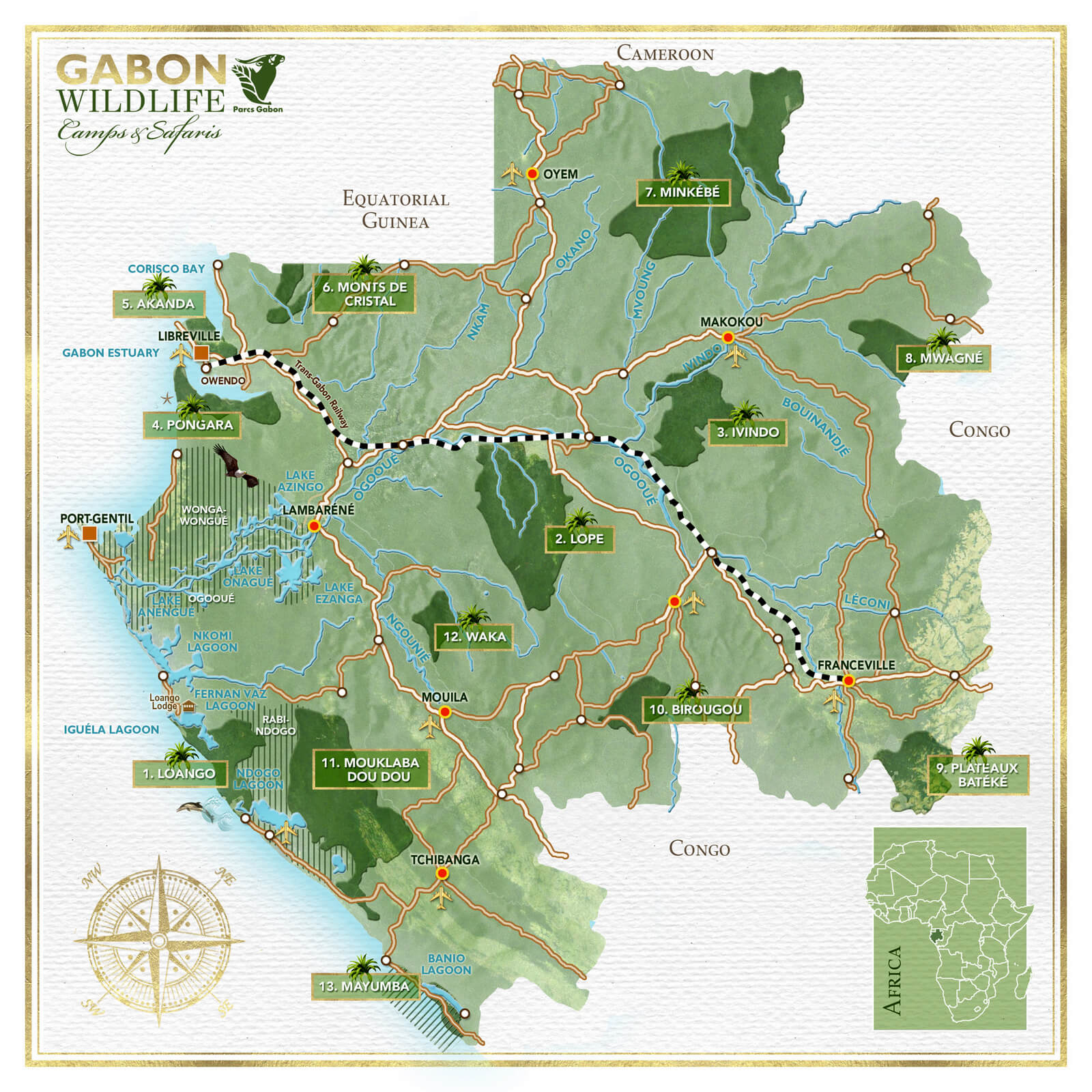 Gabon Map Gabon Wildlife Camps Safaris GABON